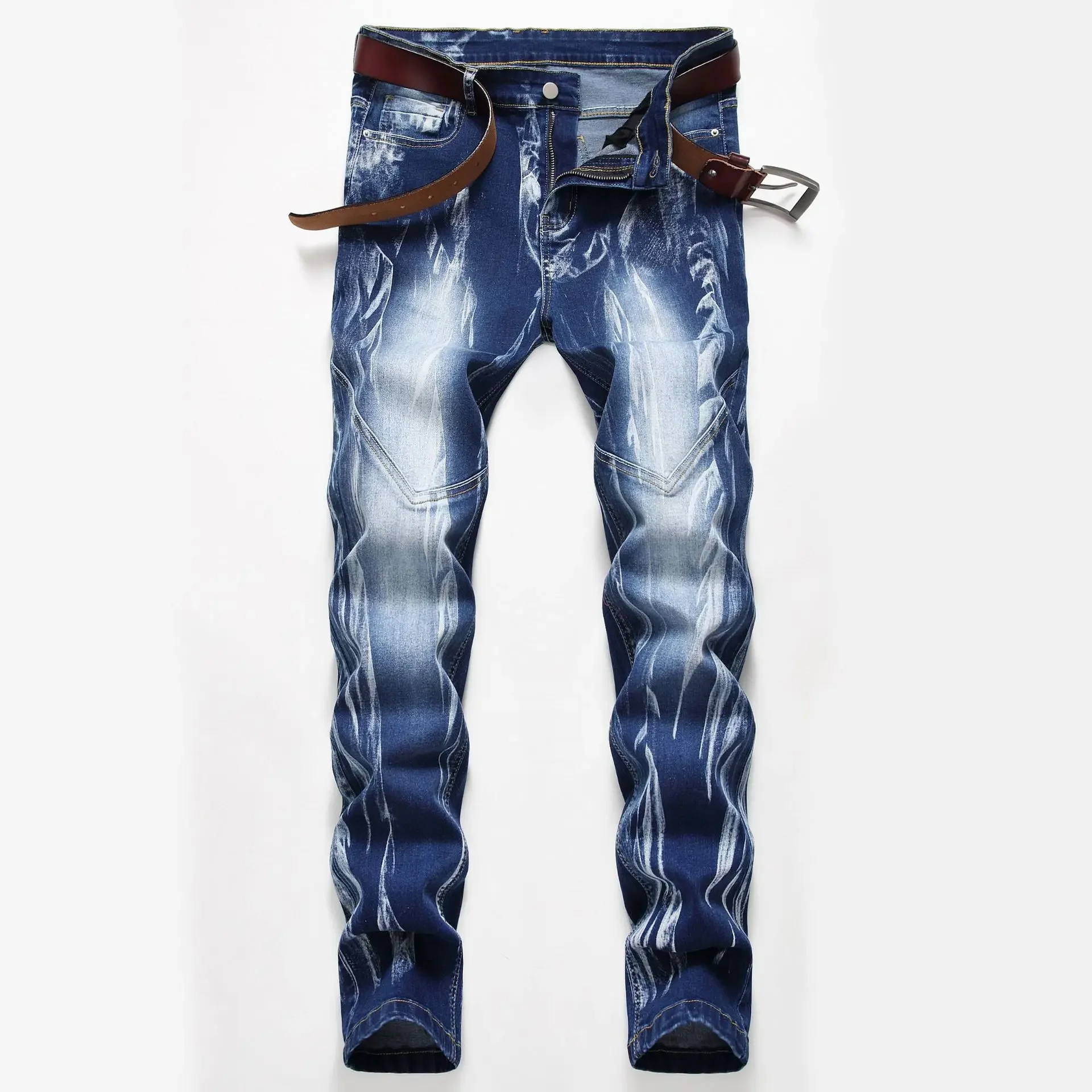 Streetwear Brand Popular - Fashion Print Men's Elasticity Slim Skinny